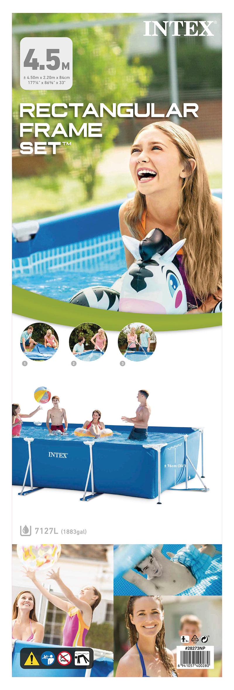 Load image into Gallery viewer, Intex Rectangular Frame Above Ground Pool - 4.50m x 2.20m x 84cm
