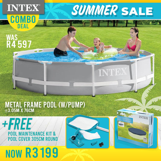 Intex Prism Frame Pool Metal-Frame (W/Pump) 305cm x 76cm Bundle